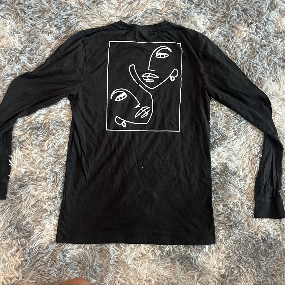 ASOS Design Black Abstract Art‎ Graphic Long Sleeve T Shirt  - Size Men’s M.